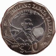 20 Pesos Emiliano Zapata Salazar, Mexico, 2019 reverse image