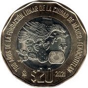 20 Pesos Foundation of Mexico-Tenochtitlan, Mexico, 2021 reverse image