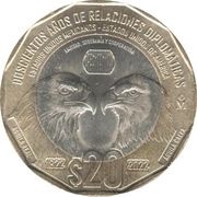 20 Pesos Mexico and United States Relations, Mexico, 2023 reverse image