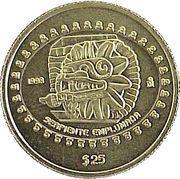 25 Pesos Serpiente Emplumada - 1/4 oz Gold Bullion, Mexico, 1997 reverse image