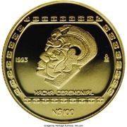 100 Nuevos Pesos Hacha Ceremonial - 1 oz Gold Bullion, Mexico, 1993 reverse image