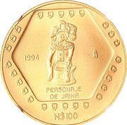 100 Nuevos Pesos Jaina - 1 oz Gold Bullion, Mexico, 1994 reverse image