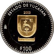 100 Pesos Yucatán - Gold and Silver Proof Issue, Mexico, 2003 reverse image