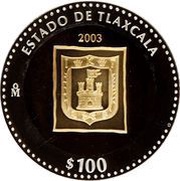 100 Pesos Tlaxcala - Gold and Silver Proof Issue, Mexico, 2003 reverse image