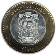 100 Pesos Puebla, Mexico, 2004 reverse image