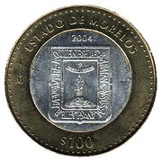 100 Pesos Morelos, Mexico, 2004 reverse image