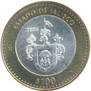 100 Pesos Jalisco, Mexico, 2004 reverse image