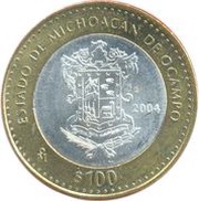 100 Pesos Michoacán de Ocampo, Mexico, 2004 reverse image