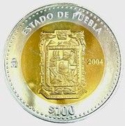 100 Pesos Puebla - Gold and Silver Proof Issue, Mexico, 2004 reverse image