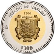 100 Pesos Nayarit - Gold and Silver Proof Issue, Mexico, 2004 reverse image