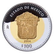100 Pesos Estado de México - Gold and Silver Proof Issue, Mexico, 2004 reverse image