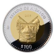 100 Pesos Hidalgo - Gold and Silver Proof Issue, Mexico, 2005 reverse image