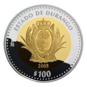 100 Pesos Durango - Gold and Silver Proof Issue, Mexico, 2005 reverse image