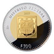 100 Pesos Distrito Federal - Gold and Silver Proof Issue, Mexico, 2005 reverse image