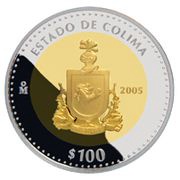 100 Pesos Colima - Gold and Silver Proof Issue, Mexico, 2005 reverse image