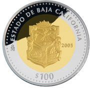 100 Pesos Baja California - Gold and Silver Proof Issue, Mexico, 2005 reverse image