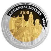 100 Pesos Aguascalientes - Gold and Silver Proof Issue, Mexico, 2005 reverse image
