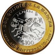 100 Pesos Don Quijote de la Mancha, Mexico, 2005-2006 reverse image