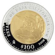 100 Pesos Baja California Sur - Gold and Silver Proof Issue, Mexico, 2006 reverse image