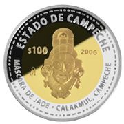 100 Pesos Campeche - Gold and Silver Proof Issue, Mexico, 2006 reverse image