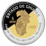 100 Pesos Chiapas - Gold and Silver Proof Issue, Mexico, 2006 reverse image