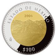 100 Pesos Estado de México - Gold and Silver Proof Issue, Mexico, 2006 reverse image