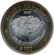 100 Pesos Nayarit, Mexico, 2007 reverse image