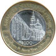 100 Pesos Querétaro Artega, Mexico, 2007 reverse image
