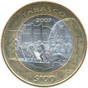 100 Pesos Tabasco reverse image