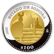 100 Pesos Sonora - Gold and Silver Proof Issue, Mexico, 2007 reverse image