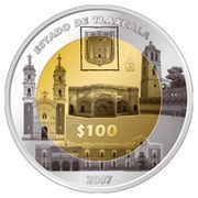 100 Pesos Tlaxcala - Gold and Silver Proof Issue, Mexico, 2007 reverse image