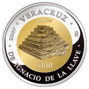 100 Pesos Veracruz - Gold and Silver Proof Issue, Mexico, 2007 reverse image