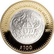 100 Pesos Insurgent Coin of Morelos, Mexico, 2011 reverse image