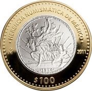 100 Pesos “Peso de Caballito”, Mexico, 2011-2013 reverse image