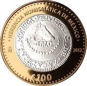 100 Pesos Provisional Realist Coin, Mexico, 2012 reverse image
