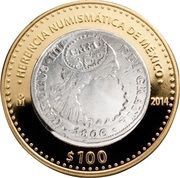 100 Pesos Counterstamped Carlos IV 1806 British Guiana, Mexico, 2014 reverse image