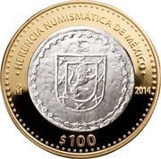 100 Pesos Oaxaca Royalist Coin of 1812, Mexico, 2014 reverse image