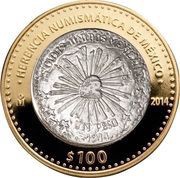 100 Pesos Villa Revolutionary Coin of 1914, Mexico, 2014 reverse image