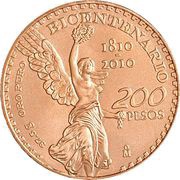 200 Pesos Mexican Bicentenary, Mexico, 2010 reverse image