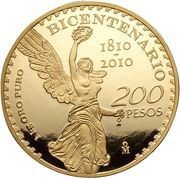 200 Pesos Independence - 1 kilo Gold Bullion, Mexico, 2011 reverse image