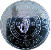 10 Dollars - Elizabeth II Central Bank, Barbados, 1982 reverse image