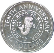 10 Dollars - Elizabeth II Central Bank; Silver Proof Issue reverse image