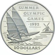 10 Dollars - Elizabeth II 1992 Olympic Games, Barbados, 1992 reverse image
