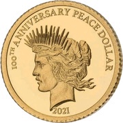 10 Dollars 100th Anniversary USA Peace Dollar, Barbados, 2021 reverse image