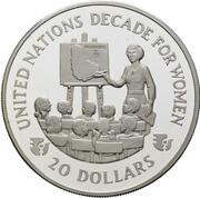 20 Dollars - Elizabeth II Decade For Women, Barbados, 1985 reverse image