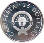 25 Dollars - Elizabeth II Caribbean Festival of Arts, Barbados, 1981 reverse image