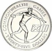25 Dollars - Elizabeth II Commonwealth Games, Barbados, 1986 reverse image