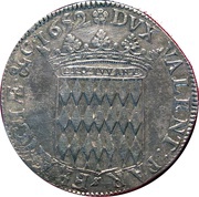 Ecu - Honoré II 2e portrait, Monaco, 1652-1653 reverse image