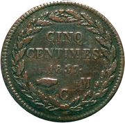 5 Centimes - Honoré V large head reverse image