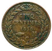 5 Centimes - Honoré V small head reverse image